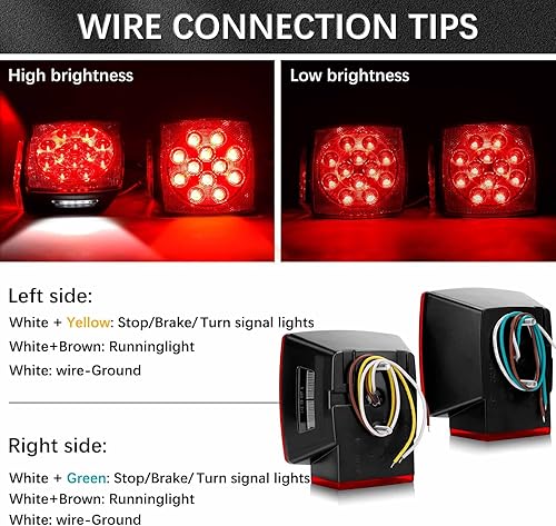 Miniatura 3 de Cyfie Kit de luces LED para remolque, luces de remolque superbrillantes de 12 V con arnés de cableado de 25 pies, 6 luces de marcador de freno de