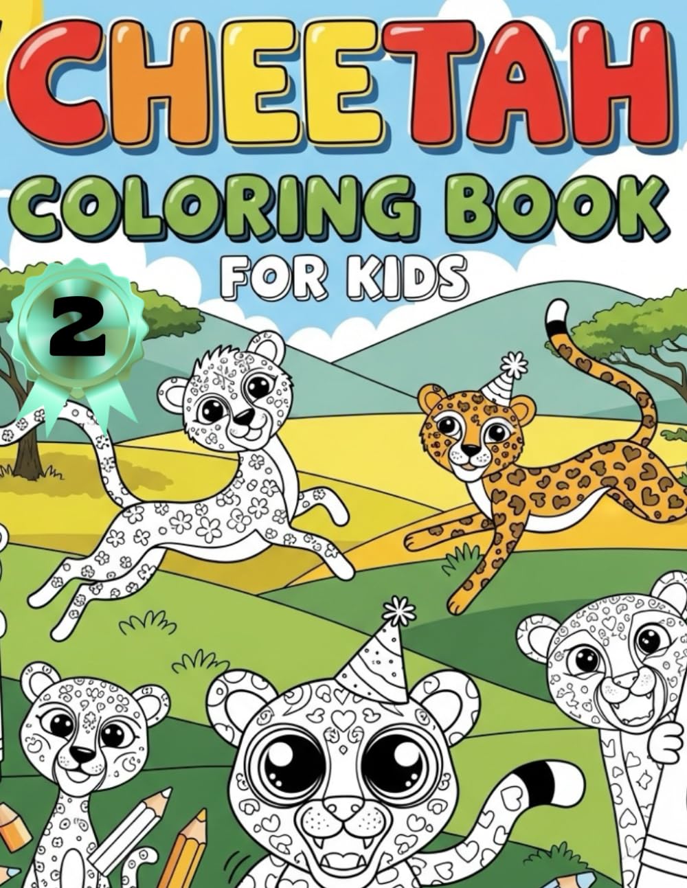 Cheetah Coloring Book for kids 2: cheetah coloring book for toddlers | ages 4-12, girls, boys, and children with a cute,cool cheetah best gift for kids who love cheetahs