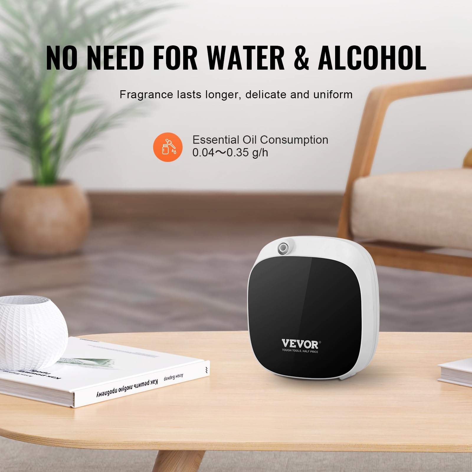 VEVOR Máquina de Aire aromático para el hogar, difusor Inteligente de aceites Esenciales de 100 ml con tecnología de Aire frío, difusor de Aire sin Agua con USB y Funciona con Pilas