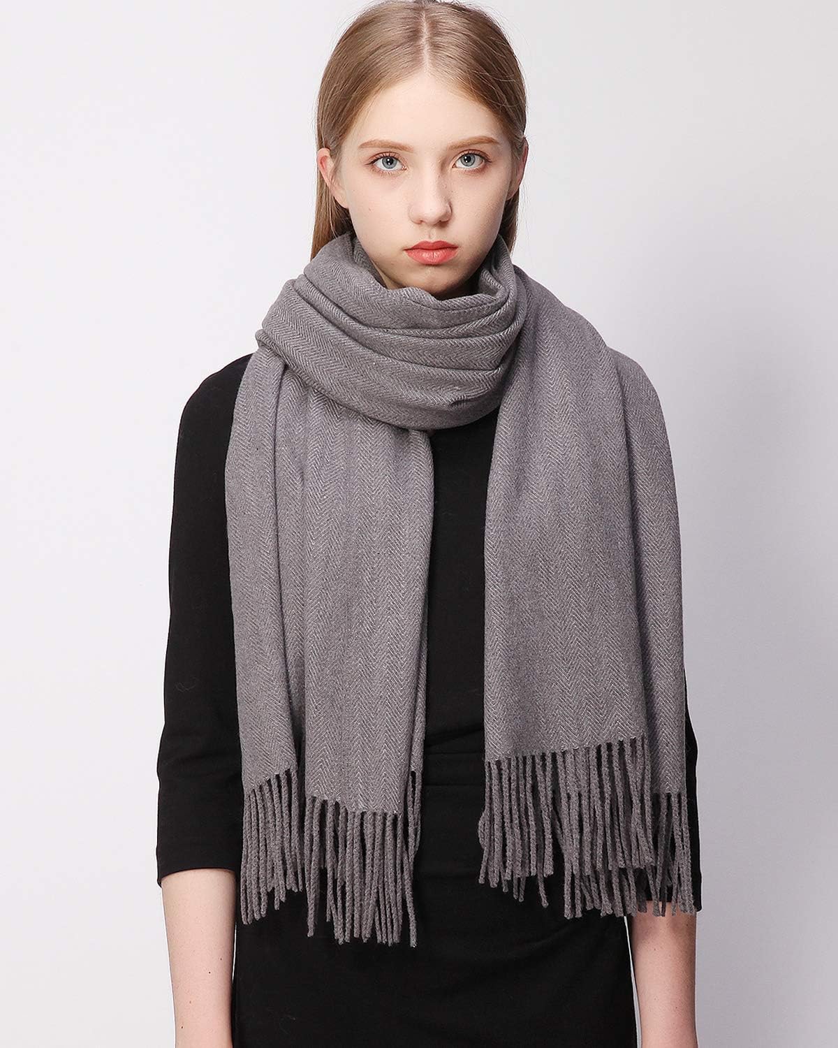 RIIQIICHY Scarfs for Women Winter Scarf Pashmina Shawls Wraps for Evening Dresses Large Soft Warm Scarves Grey