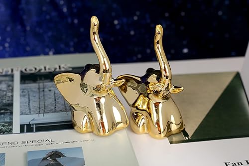 Miniatura 3 de Estatua dorada de elefante pequeño, estatua de elefante, decoración de estilo moderno, estatuas de elefante de cerámica para decoración del hogar