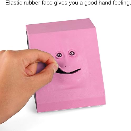 Miniatura 5 de Youngine Banco de la cara de la novedad para comer monedas, caja de ahorros, colección de ahorro de dinero, alcancía (rosa)