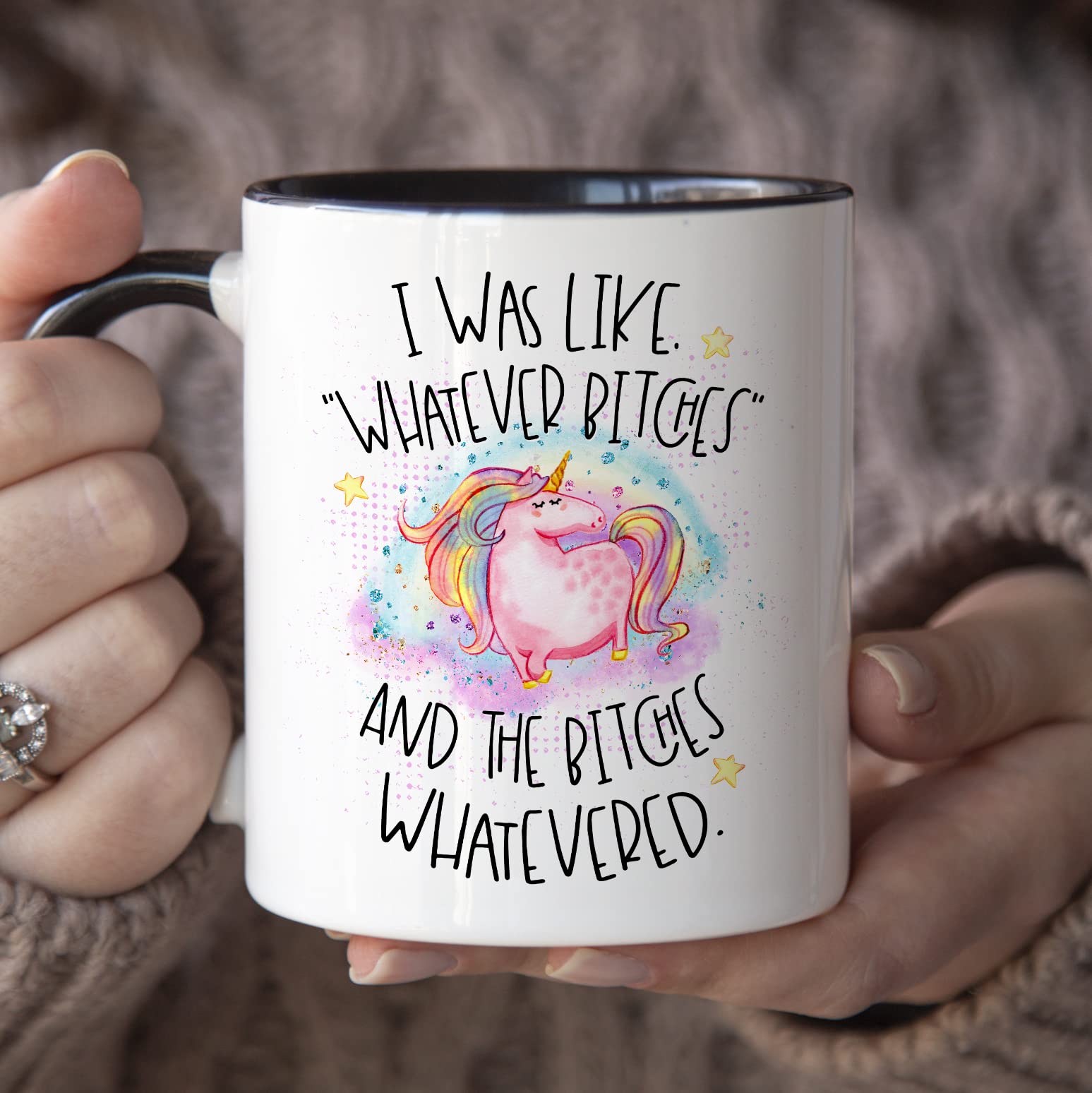 YouNique Designs Offensive Coffee Mug – Swear Word Mug, 11 Oz, Dishwasher Safe, Permanent Print (Black Handle)
