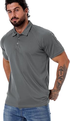 Miniatura 3 de ReFire Gear Polo táctico ligero para hombre, estilo militar, para senderismo, deporte, golf, manga corta, camiseta