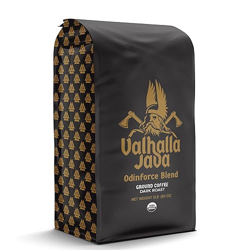 Vista 7 de Death Wish Coffee, Valhalla Java Odinforce Blend - Café molido tostado oscuro - Granos arábica y Robusta - 2 bolsas (12 onzas)