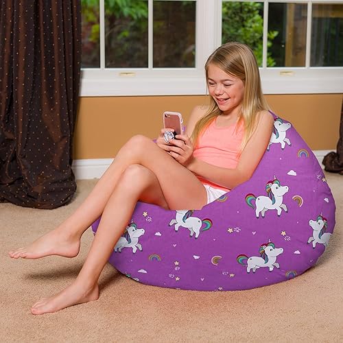 Miniatura 354 de Posh Creations - Sillón puff para niños, adolescentes y adultos, incluye funda extraíble y lavable a máquina, grande de 38 pulgadas, piel de conejo
