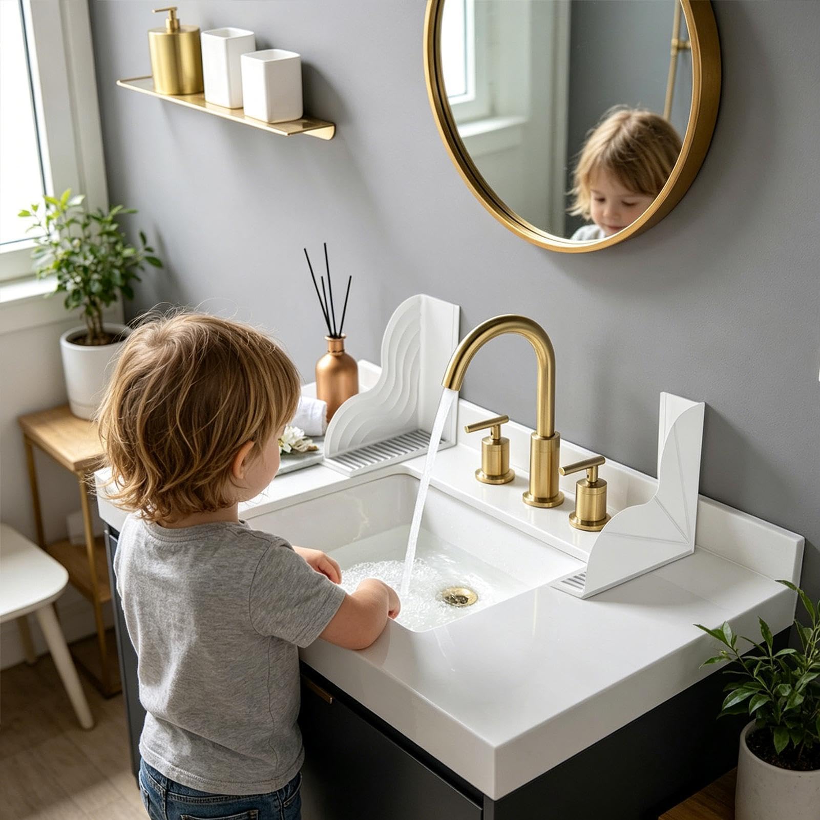 Protection anti-éclaboussures | Ventouses flexibles et puissantes – Protection d'angle de – Pour salle de bain, cuisine, , dortoir, propriétaires, locataires, parents occupés