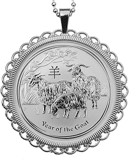 2015 Australia Year of the Goat 1/2 oz .999 Fine Silver Round BU Uncirculated Coin 925 Sterling Silver Necklace NEW