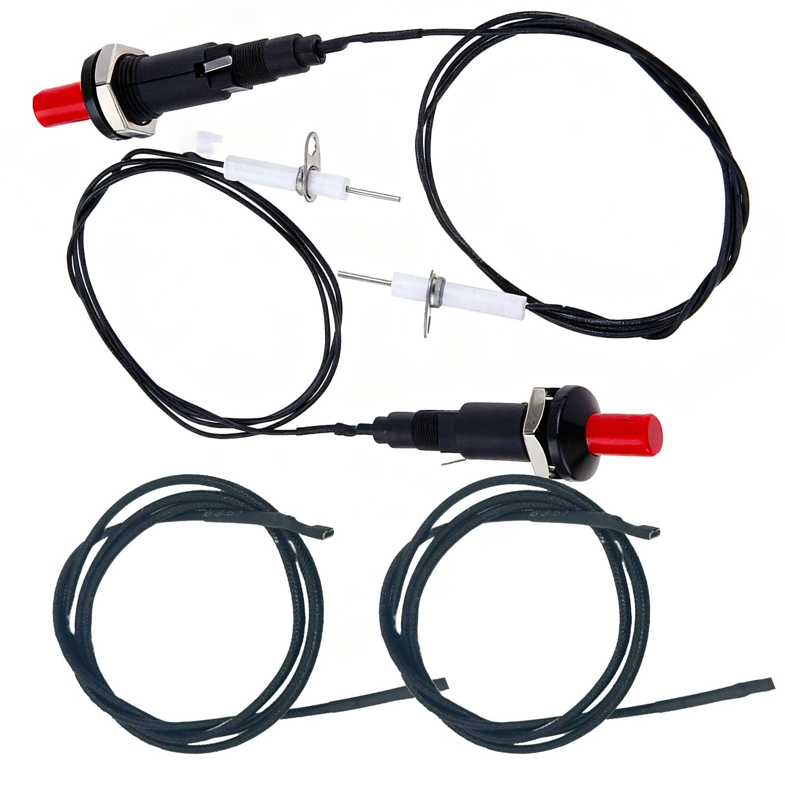 MENSI Piezo igniter with Spark Ignition Eelectrode Assembly Kits 39.5" Wire for DIY Propane Grill, Fire Pit, Heater Set Up, 2PCS