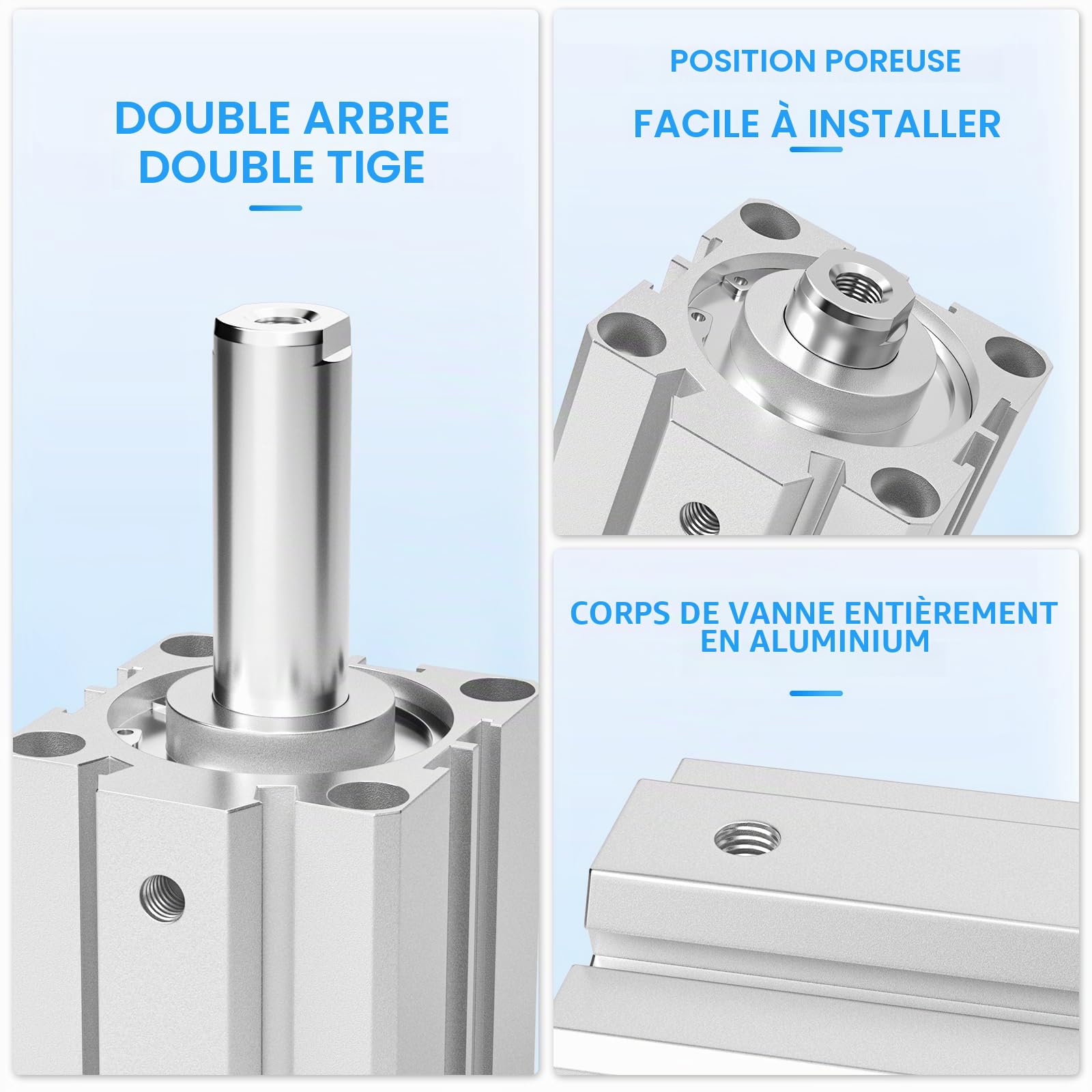 TAILONZ PNEUMATIC Cylindre pneumatique 50 mm d'alésage, 25 mm de course, petit cylindre pneumatique fin, cylindre pneumatique en aluminium SDA50-25