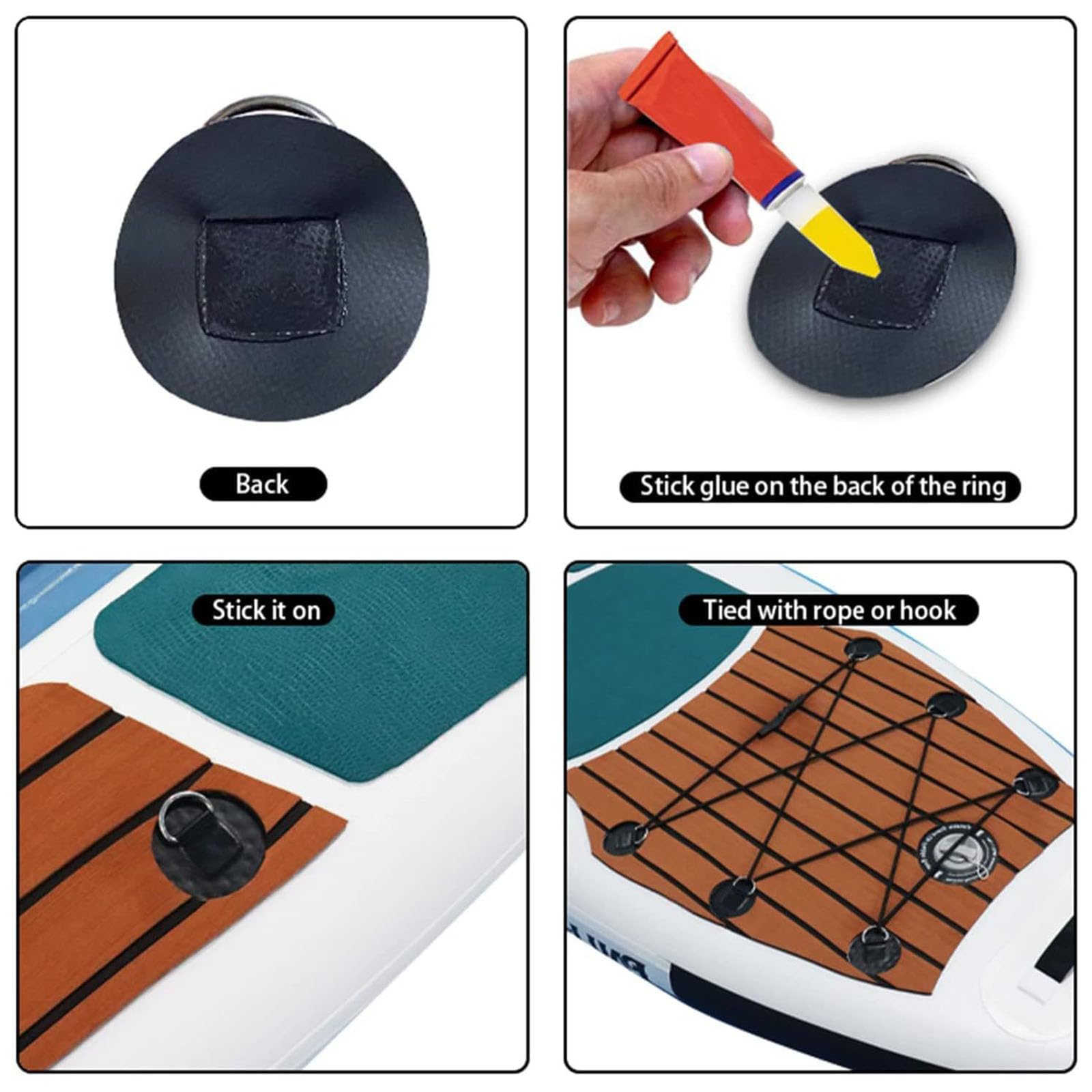 Parliky 5er-Pack D-Ring-Patches Für Schlauchboot & Kajak – Edelstahl + PVC, 8x8 Cm, Zum Anbringen Von Bungees & Zubehör Parliky 5er-Pack D-Ring-Patches Für Schlauchboot & Kajak – Edelstahl + PVC, 8x8 Cm, Zum Anbringen Von Bungees & Zubehör