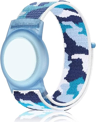 Compatible con la pulsera Apple AirTag para niños, pulsera de nailon de camuflaje, funda protectora para soporte de rastreador GPS Airtag, correa de