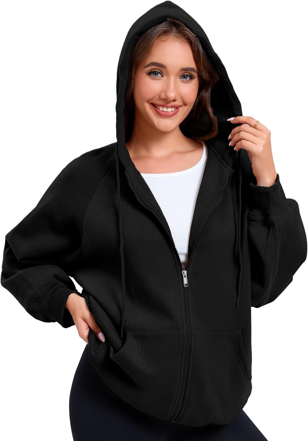 Oyamiki Zip Up Hoodie Women Oversized Sweatshirt Trendy Casual Tops Fashion Fall Outfits Jackets with Pockets - Image 4