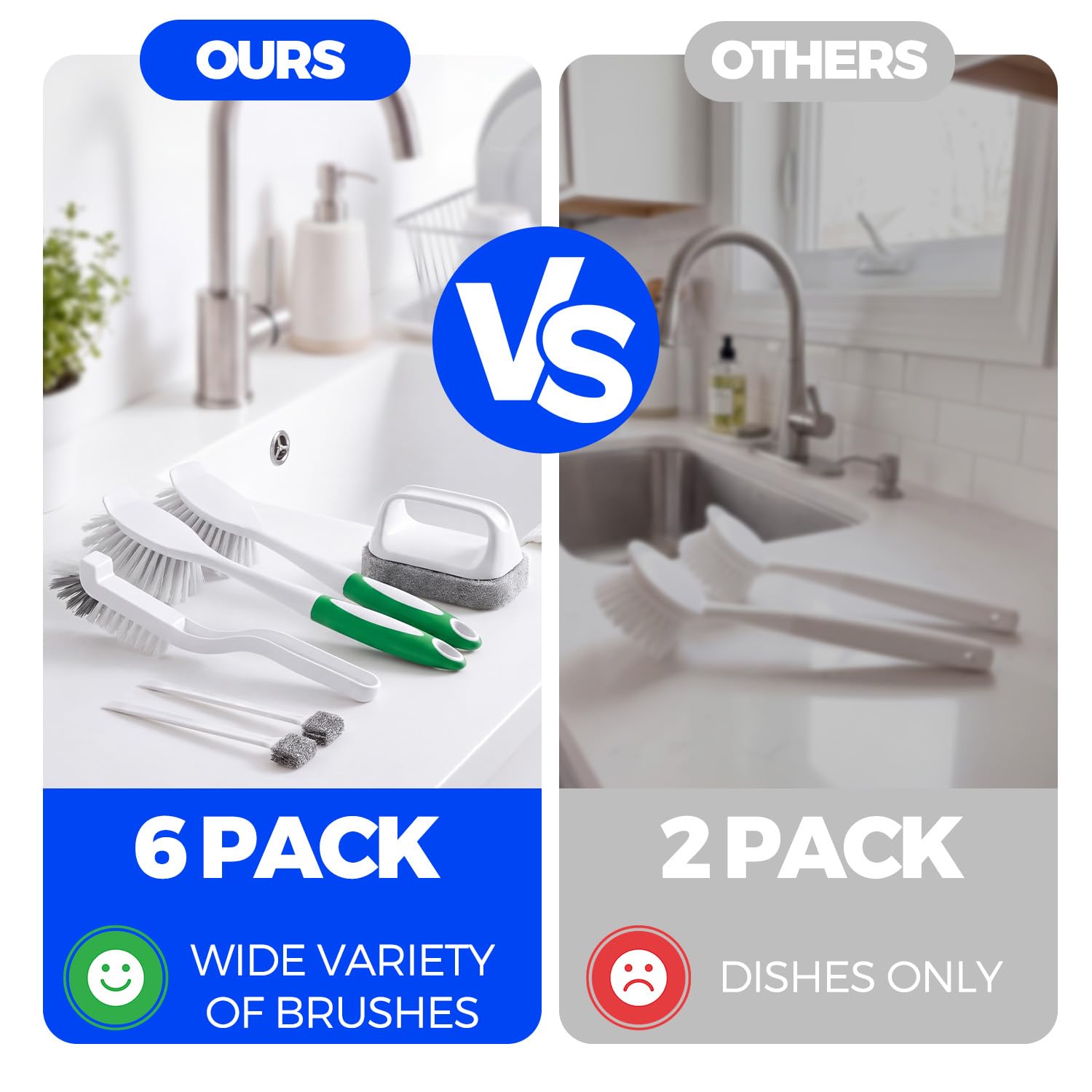 Holikme 6-Pack Dish Brush Set - Clean Everything! -2