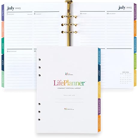 A5 Ring Agenda LifePlanner Weekly Inserts (July 2024 - June 2025) -...