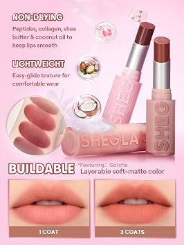 SHEGLAM Lip Veil Cushion Lightweight Lipstick Matte Soft High Pigmented Long-Lasting Lipstick-Clock It