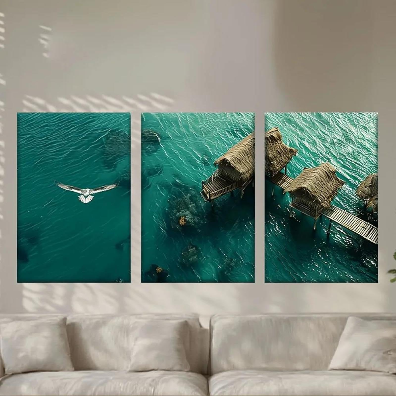 Yocheng 3pcs/set, Canvas Painting, Wonderful Summer Seagulls, Posters And Prints, Library, Office, Living Room, Bar 50x70cmx3 No Frame