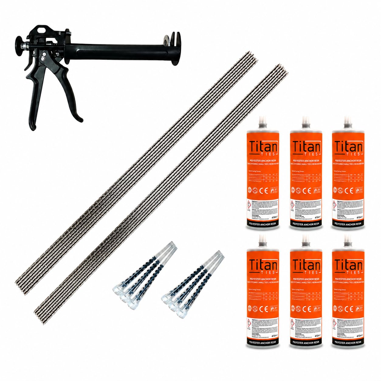 Structural Supplies Online Crack Stitching Helical Bar & Resin Kit - Titan Ties ® (10 Bar, 6 Resin Kit)