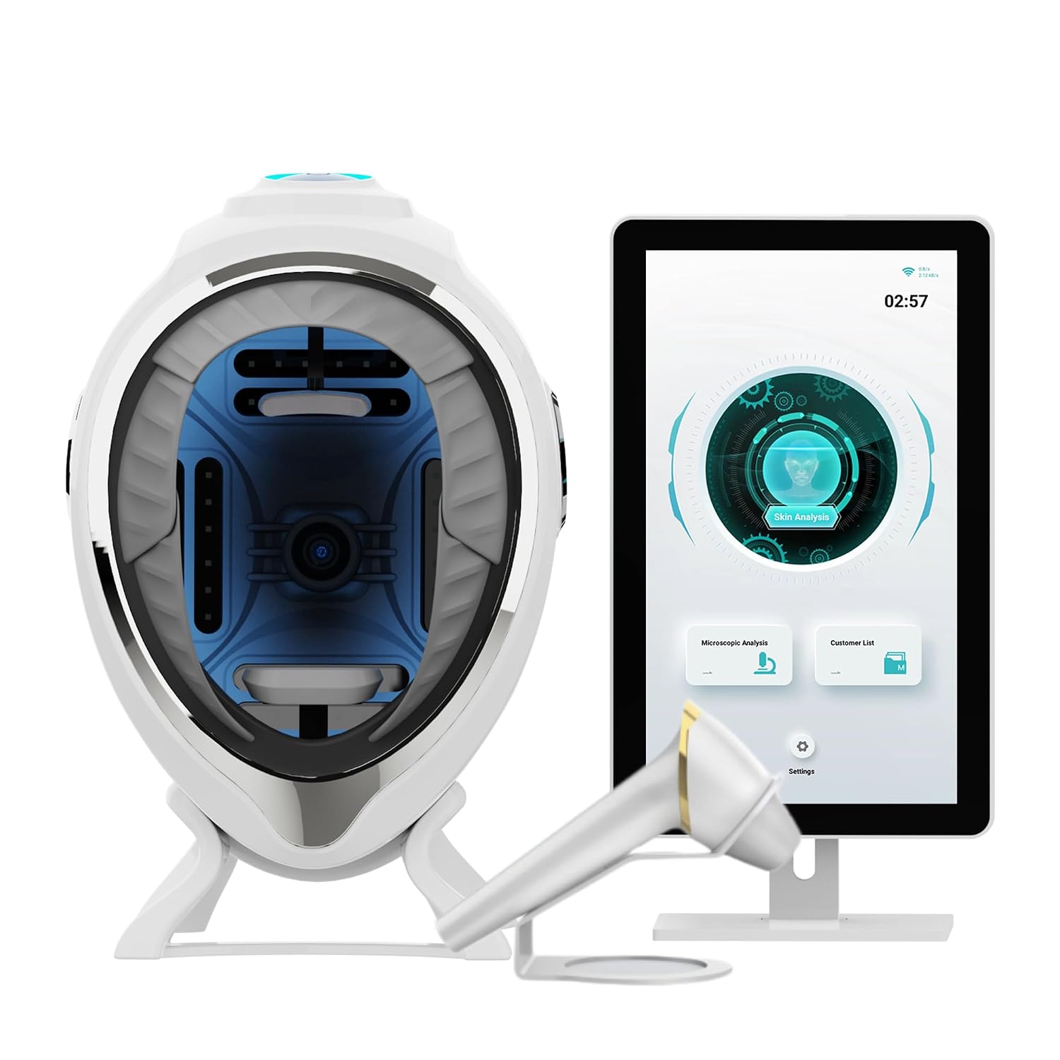 21.5 Inch Professional AI Facial Skin And Scalp Analyzer, 10-Spectrum Imaging Skin Scanner with 20 Skin Indicators Analysis For Beauty Salons, Spas & Skincare, Home Use