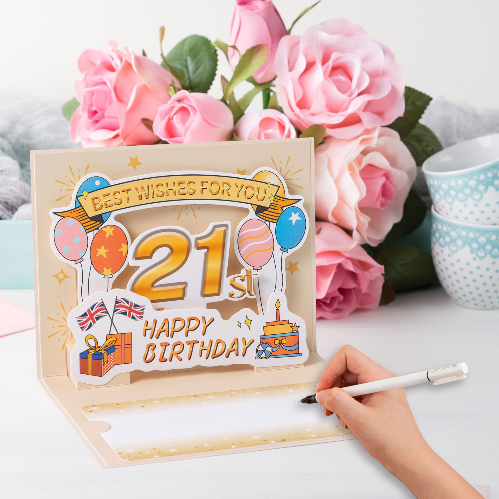 HOANGA Happy 80th Birthday Pop Up Card, 80th Birthday Gift For Her...