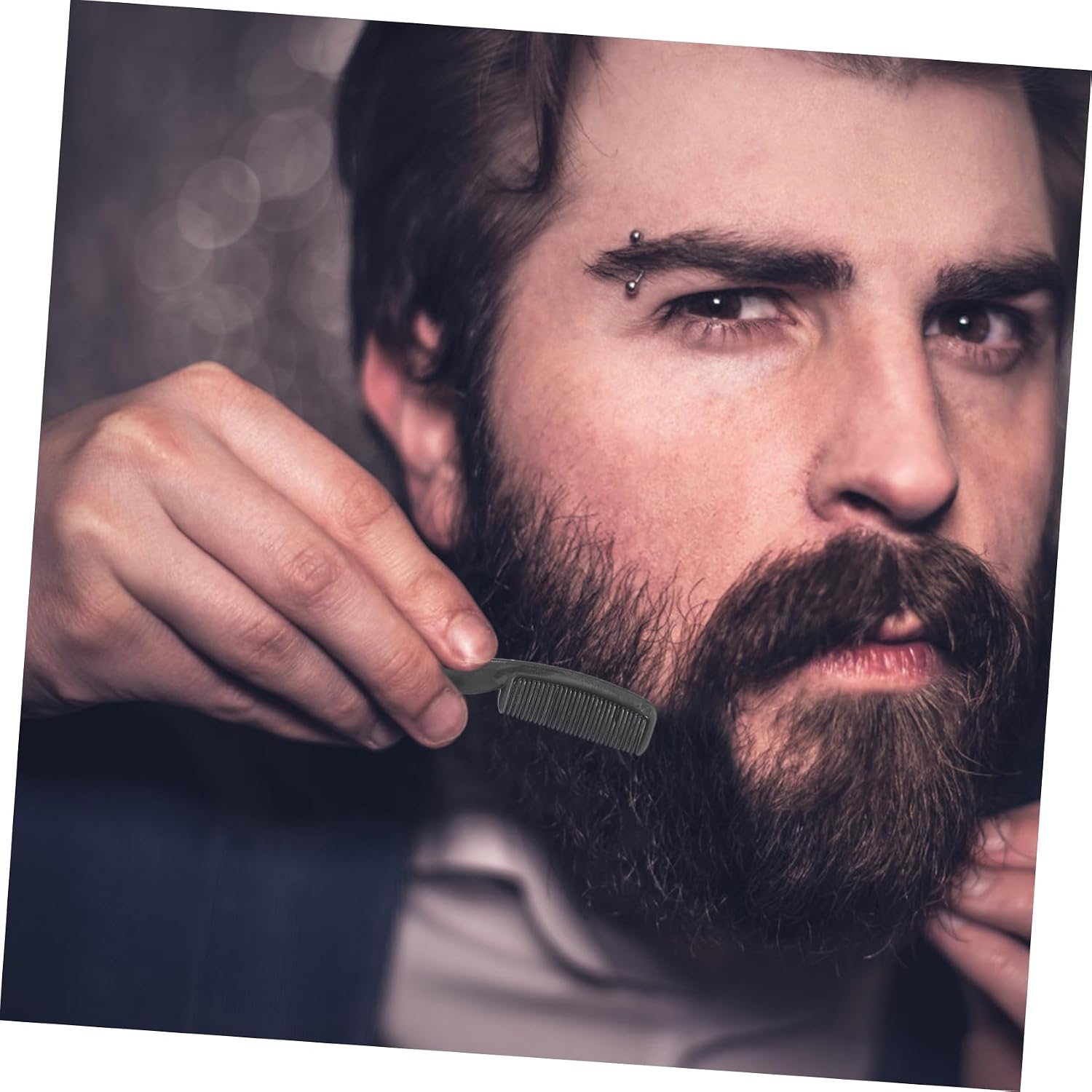 3pcs Beard Scissors Set Mustache Trimming Scissors Professional Stainless Steel Shears Storage Bag Eyebrow Razor for Home Barbershop