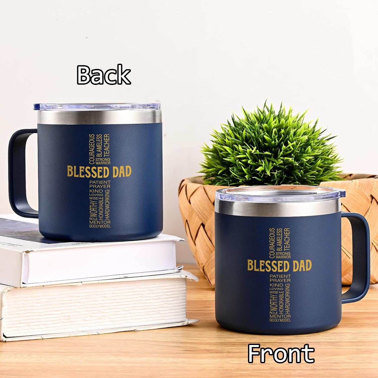 Gtmileo Christian Father Day Gifts, Blessed Dad 14oz Insulated Coffee Mug, Fathers Day, Birthday, Christmas, Christian Gifts for Father Dad