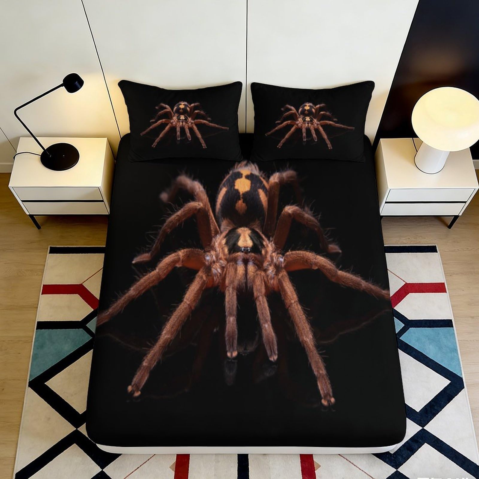 Jqzkxnhpbr Style-3 3D Printed Tarantula Fitted Sheet Microfiber Black Spider Bed Cover For Bedroom Dorm Mattress Protection Decor 90X200x25cm
