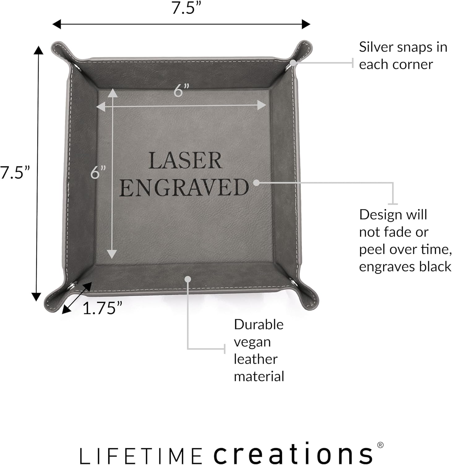 Lifetime Creations Personalized Michigan Wolverines Valet Tray (Gray) - Officially Licensed, Vegan Leather Men's Catchall Dresser Tray, Father's Day, Birthday Gift for Fan