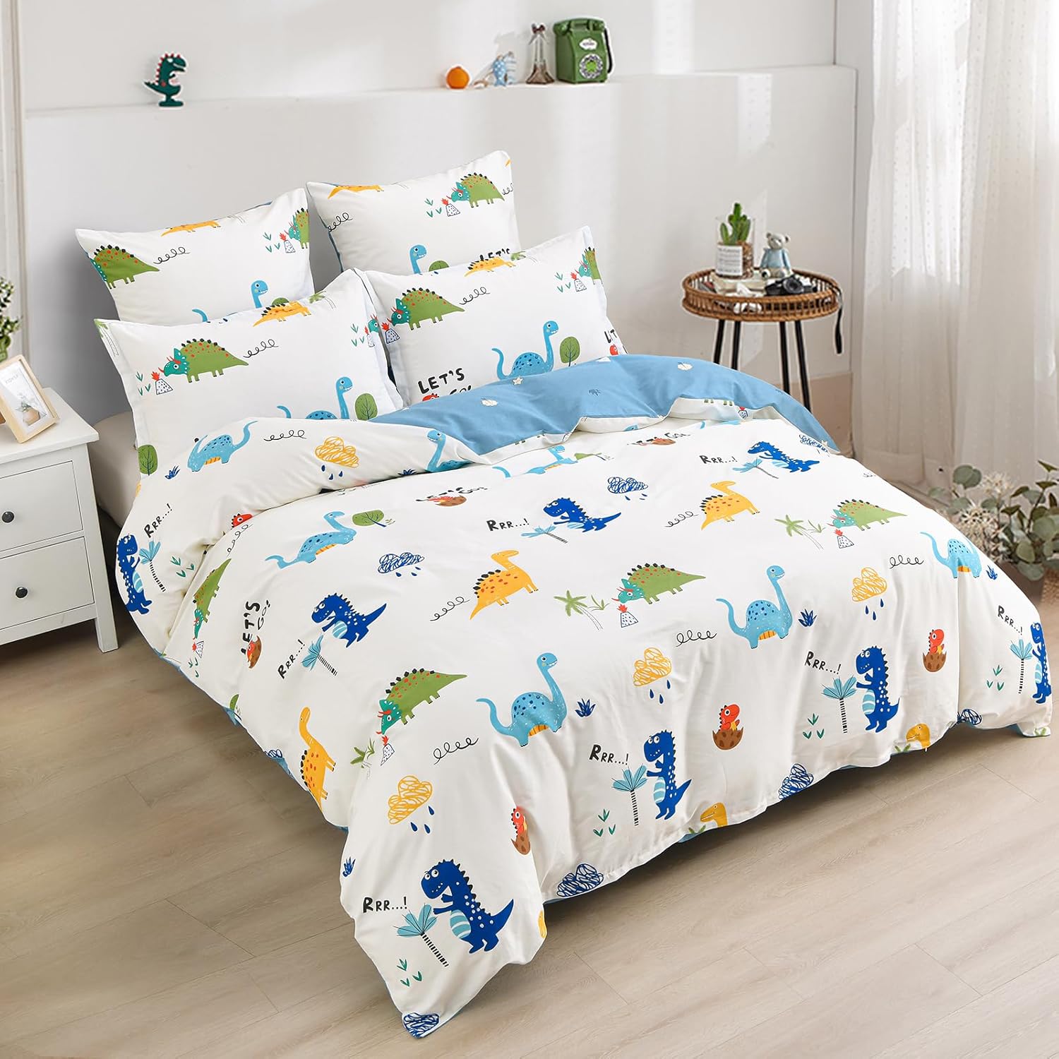 Kids Duvet Cover Set Twin, Cotton Dinosaur Kids Bedding Set for Boys Girls, Soft Breathable Comforter Cover Set (1 Duvet Cover+1 Pillowcase) - Image 2