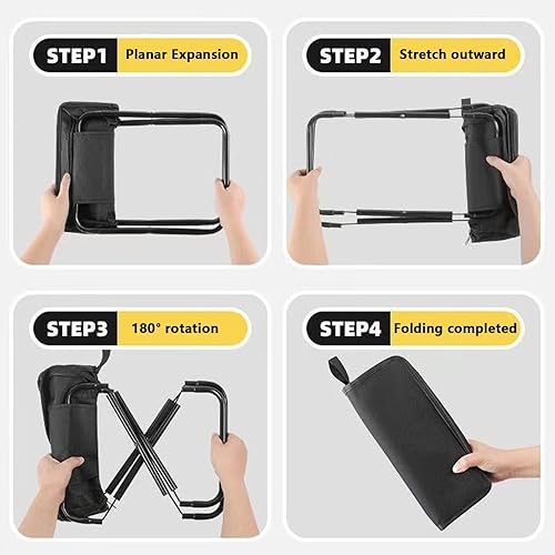 Miniatura 4 de SNZ Taburete plegable portátil para campamento, silla plegable ligera, asiento plegable portátil con capacidad de 250 libras, mini silla de viaje