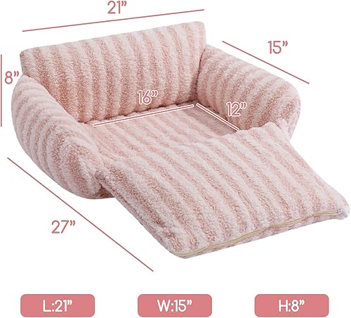 Miniatura 3 de Hollypet Cama para gatos, mullida, multifuncional, de doble capa, suave para mascotas, sofá ortopédico para gatos y perros pequeños, color rosa (21