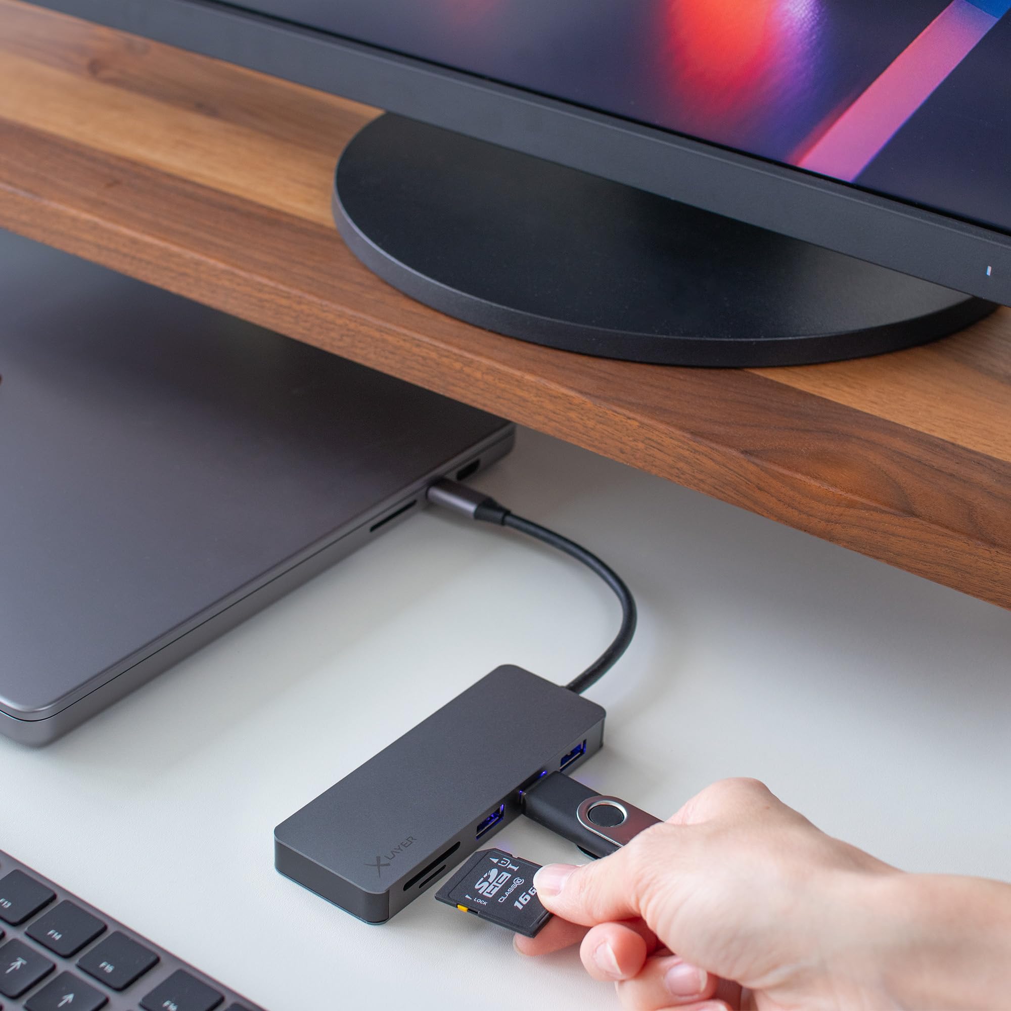 Xlayer Adapter USB C Hub MULTIPORT HDMI SD 4K stacja dokująca 3.0 kabel kompatybilny z MacBook Pro/Air, iPad Pro, Chromecast, Switch, urządzeń Windows 7 w 1 z Power Delivery Szary