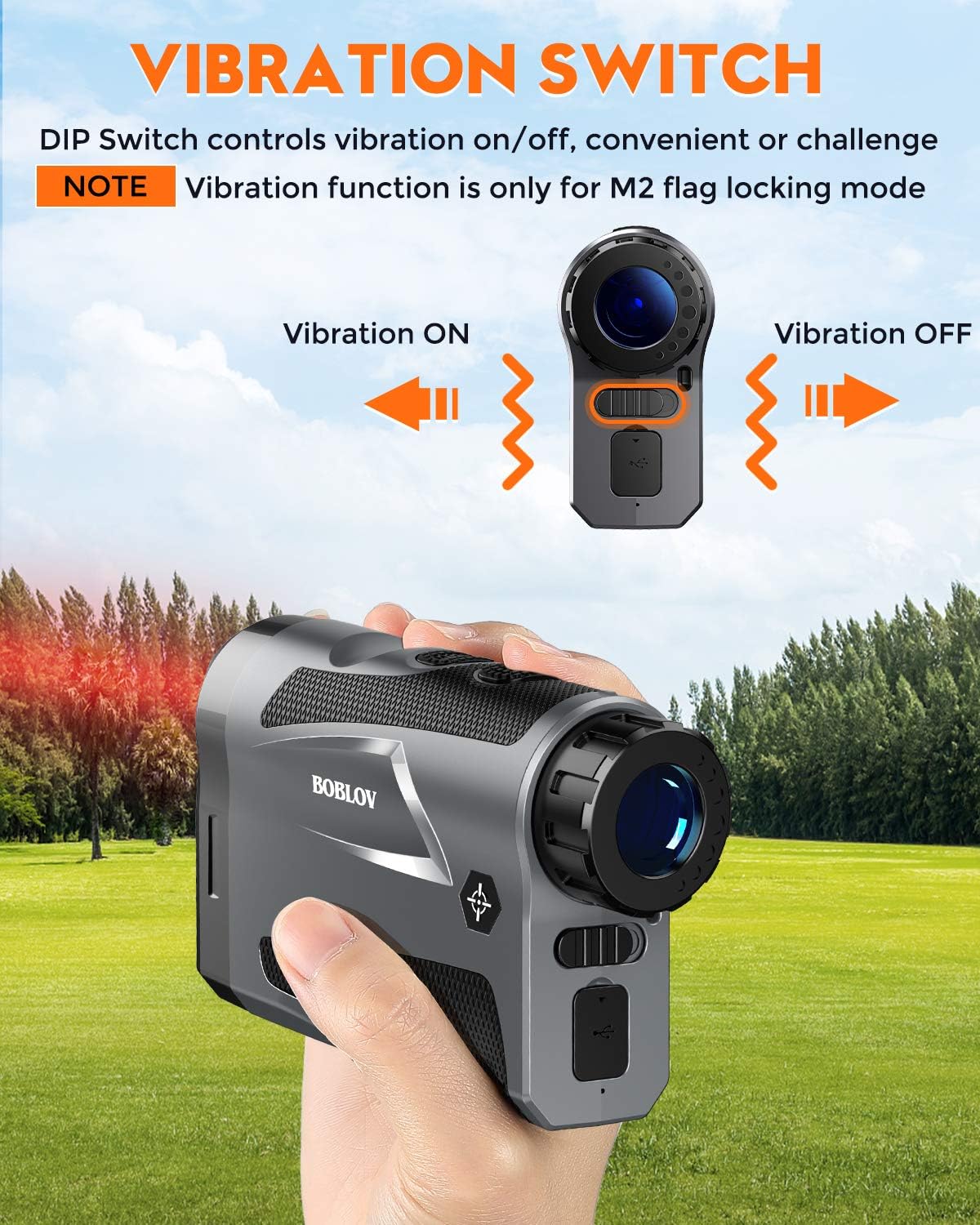BOBLOV Rangefinder, Slope Golf Rangefinder, 650Yards Golf Distance Finder,Support Vibration/Slope On/Off Switch,USB Charging, Accurately and Fast Locking for Golfing or Hunting
