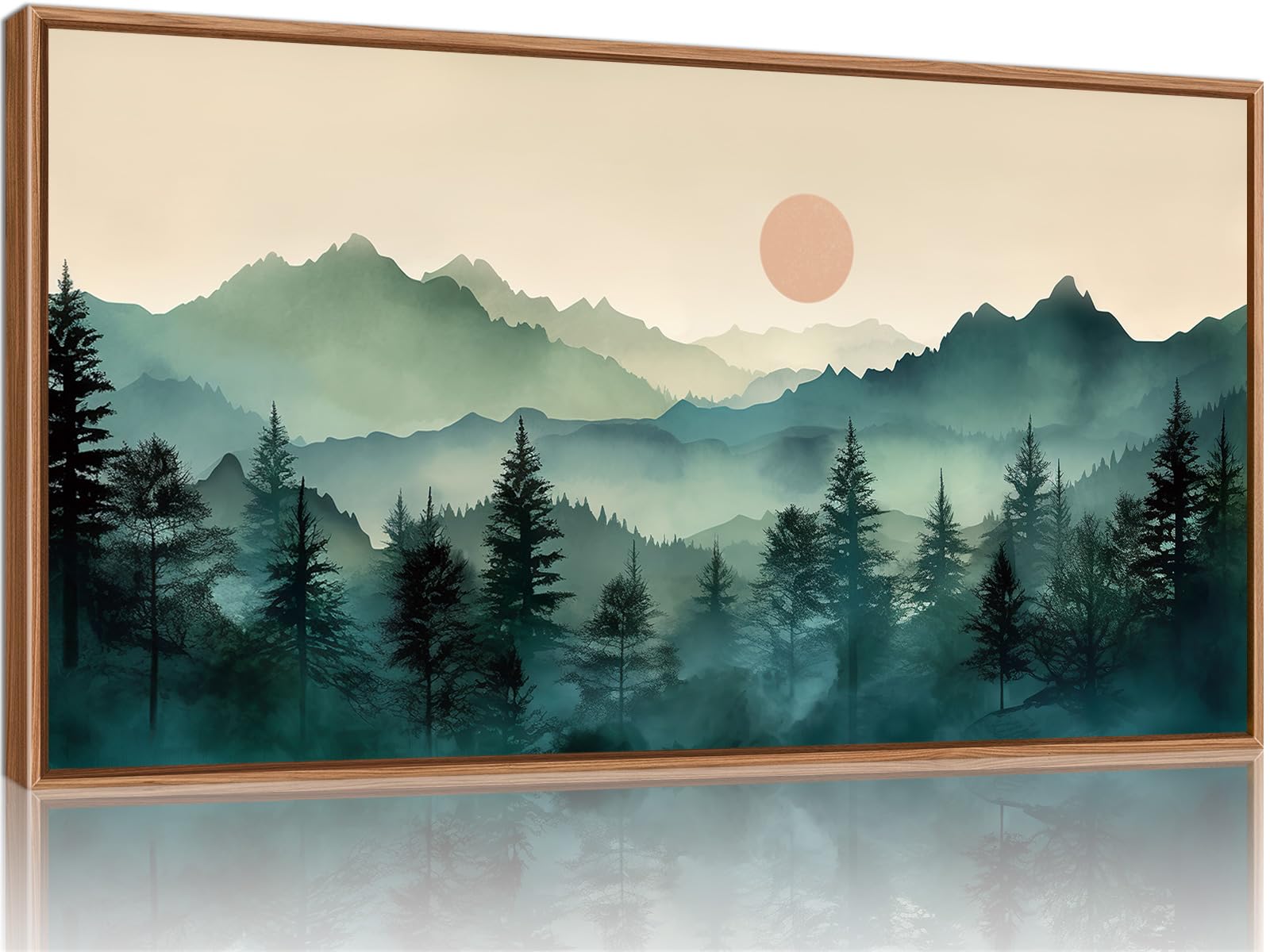 SIGNINART Large Misty Mountains Framed Canvas Wall Art, Foggy Forest ...