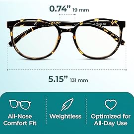 Prospek Bluelight Glasses Women Oversized, ARTIST (+2.5 Diopters) - High Optical Quality Clear Lenses
