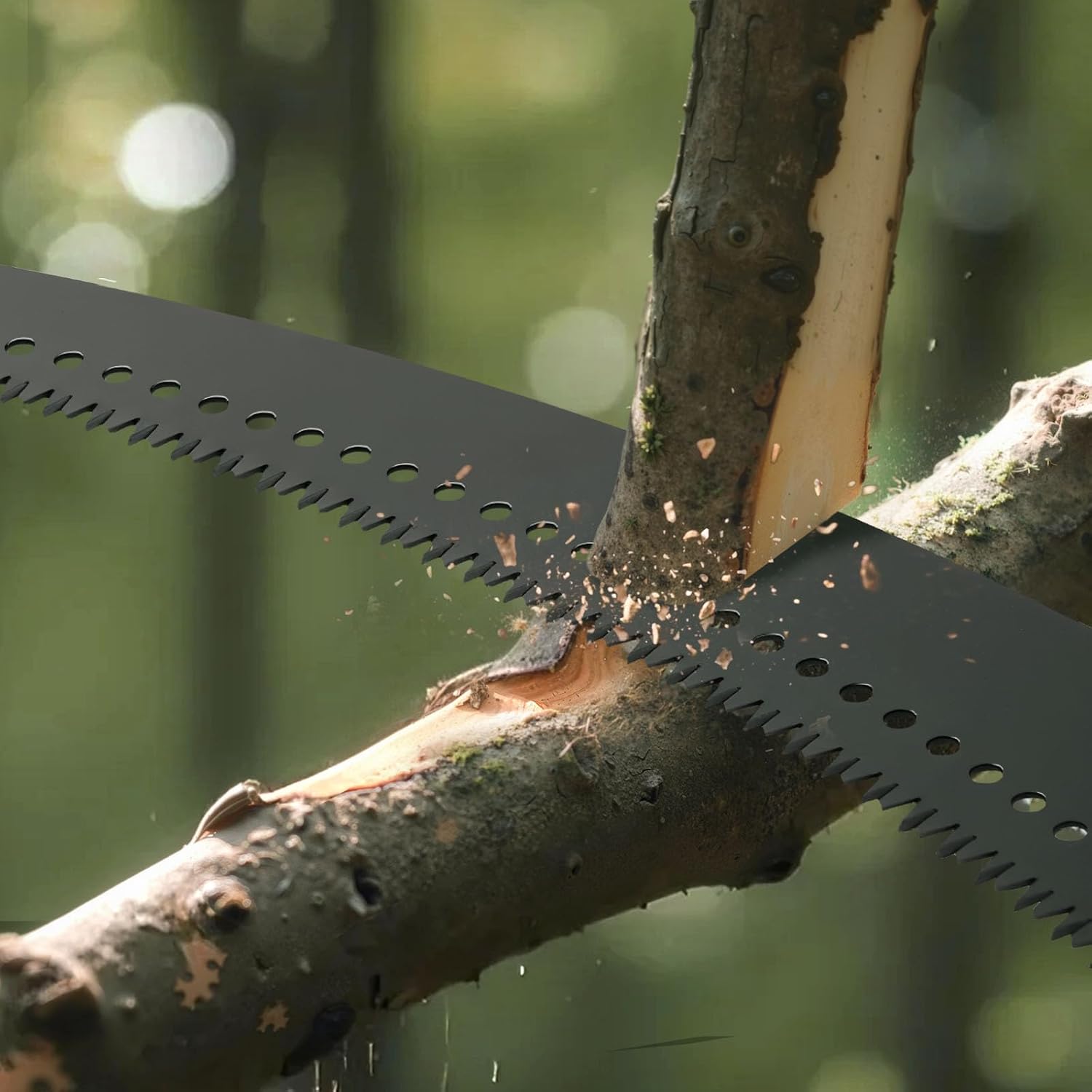 VEVOR Manual Pole Saw, 4.46-26.4 ft Extendable Tree Pruner, Sharp 65Mn Steel Blade, Lightweight Fiberglass Handle Pole, Two Double-Hook Saws for High Branch Trimming, Pruning Tool for Palms, Shrubs