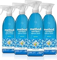 Method Antibacterial Bathroom Cleaner Spearmint - Kills 99.9% Germs, 28oz 4-Pack for Showers, Tiles, Tubs & Fixtures