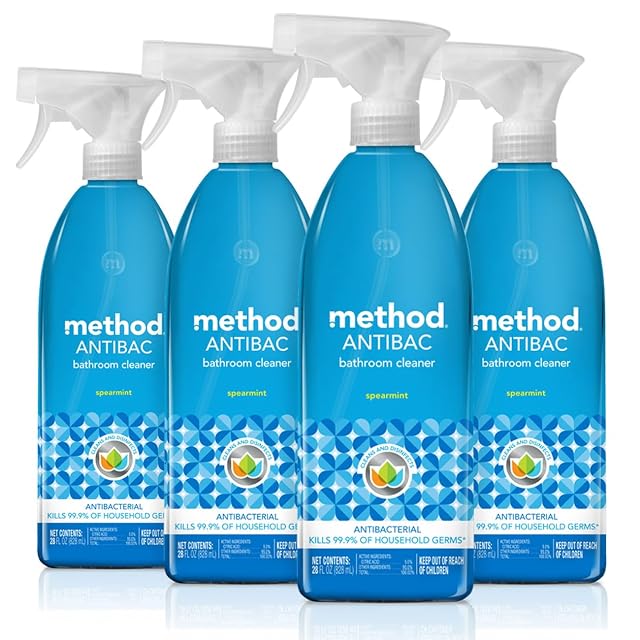 Method Antibacterial Bathroom Cleaner Kills 99 9 of household germs Spearmint 28 Fl Oz 4 pack