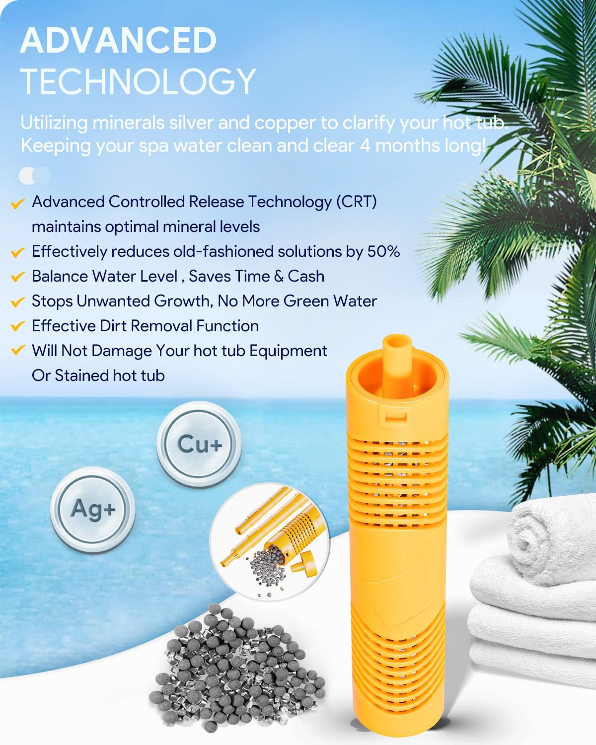 Replacement for Nature2 SPA Stick Mineral Cartridge W20750 for All Hot Tubs & Spas System All Spa Flow Rates Up to 1000 gallons, 8 Pack