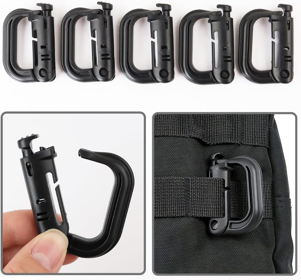 12 Pcs Multipurpose D-Ring Grimlock Locking for Molle Webbing Molle Clips Hanging Hook Tactical Backpack Accesorise - Image 5