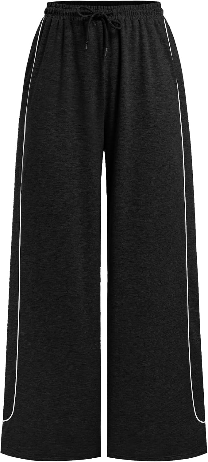 ZAFUL Women's Loose Fit Track Pants Lightweight Sweatpants Side Striped Lounge Pant Wide Leg Trousers with Pockets