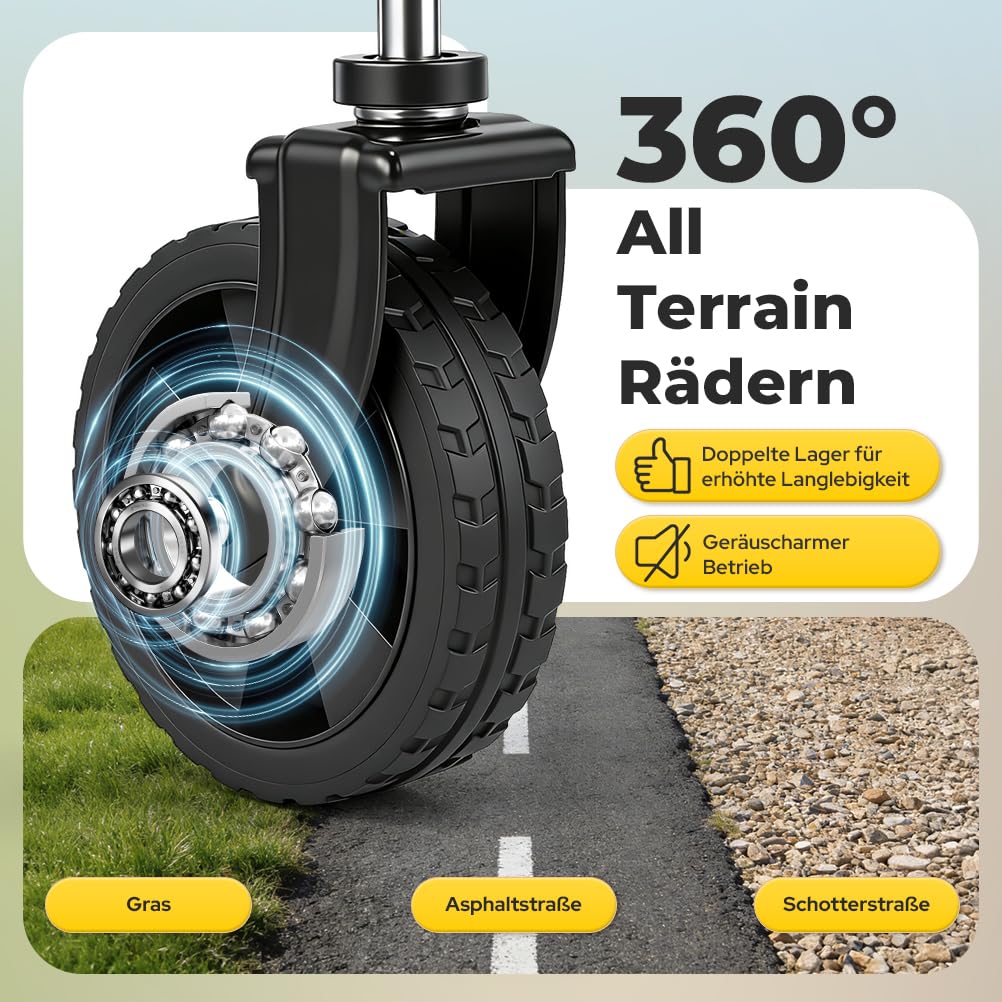 Bollerwagen Faltbar 120L 120KG, Klappbarer Bollerwagen mit Abnehmbarer Stofftasche Verstellbarem Griff, Faltbarer Handwagen All Terrain Rädern für Camping, Garten, Outdoor, Einkauf