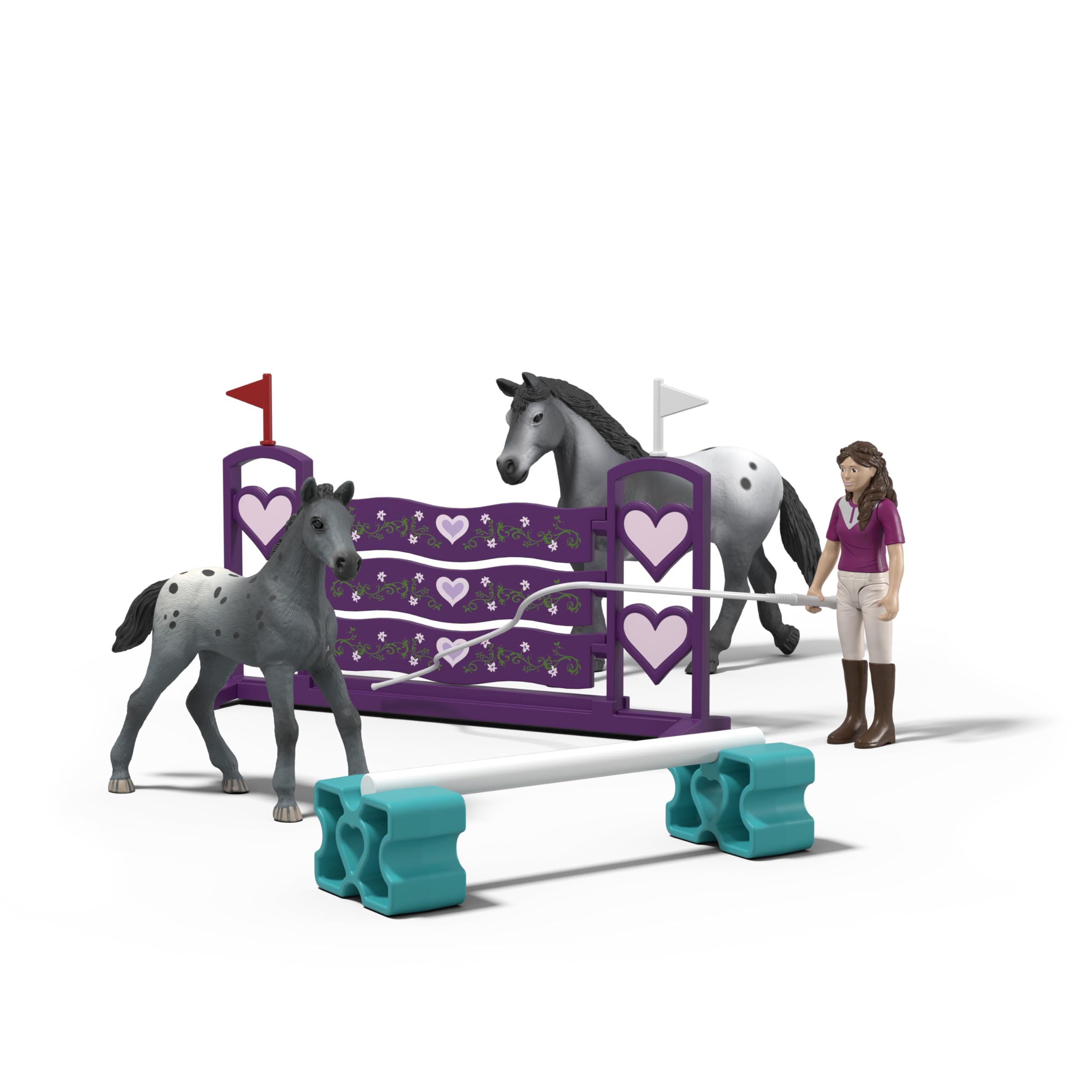 SCHLEICH Horse Club, 15 PC Tournament Training Set including Poseable Lisa Figurine, 2 Horse Figures and Riding Accessories