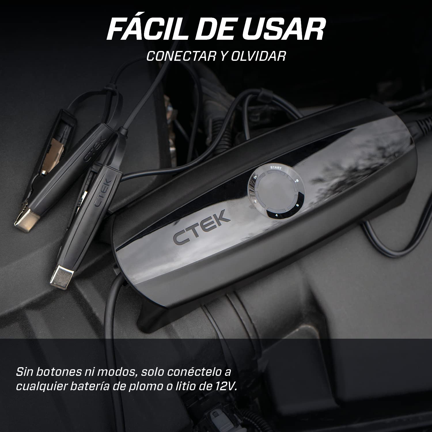 CTEK CS One, Cargador de Batería 12V, Cargador Inteligente de Baterias, Cargador De Batería De Coche Y Moto, Mantenedor De Batería con Carga Adaptable, Aplicación Y Abrazaderas Sin Polaridad