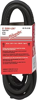 Milwaukee 48-76-4108 Quik-Lok 8-Feet 3-Wire Grounded Cord with Twist Lock Plug