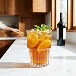DEAYOU 6 Ensemble de verres à boire, 11oz/325ml Coupe en verre d'eau de thé à rayures claires, verres de roche empilables, gobelet en verre trempé épais avec base lourde pour le jus, lait, cocktail, Esprits, usage quotidien