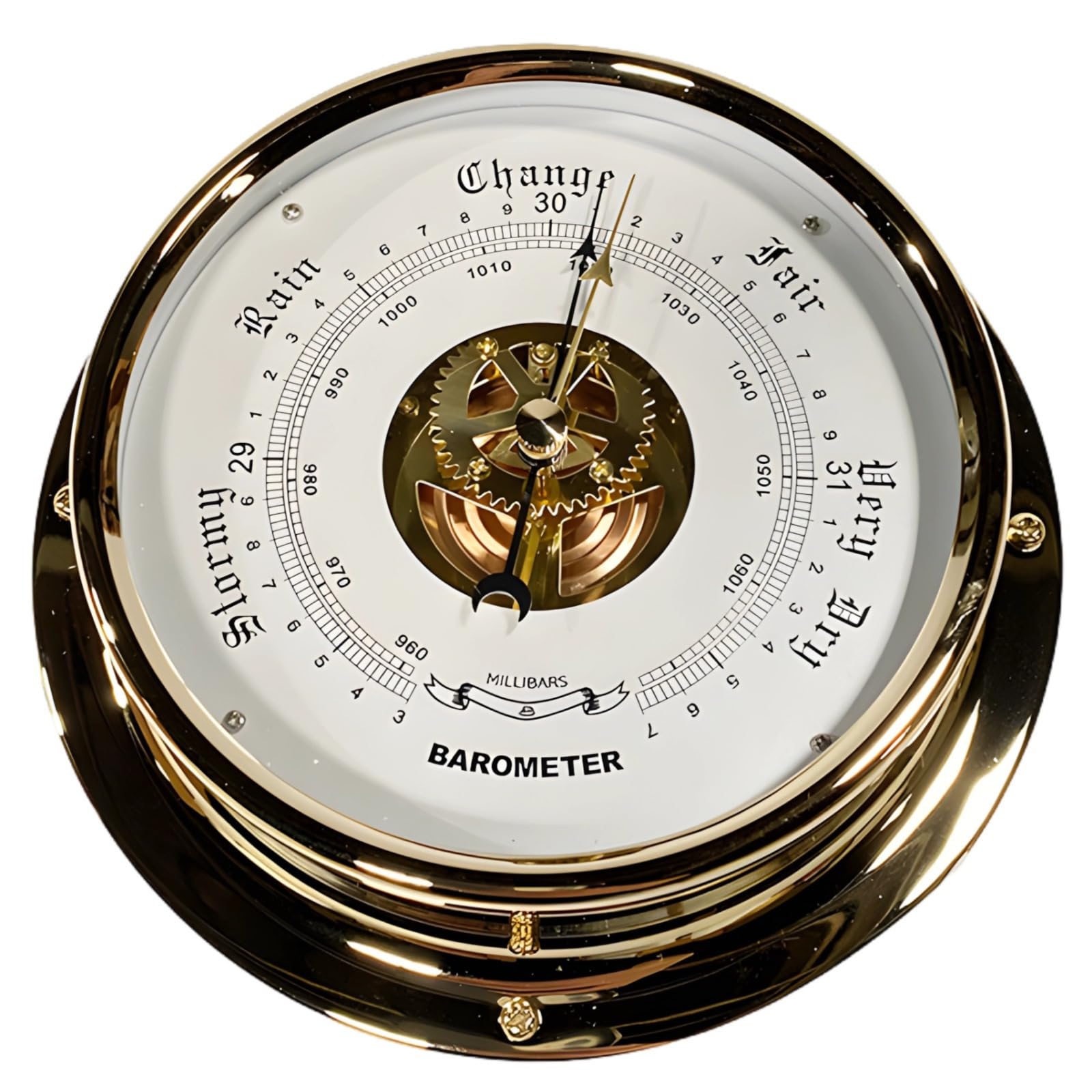 15,2 cm Maritimes Barometer, Edelstahl-Wetteranzeige, Uhr-Stil, nautisches Barometer, einfache Montage