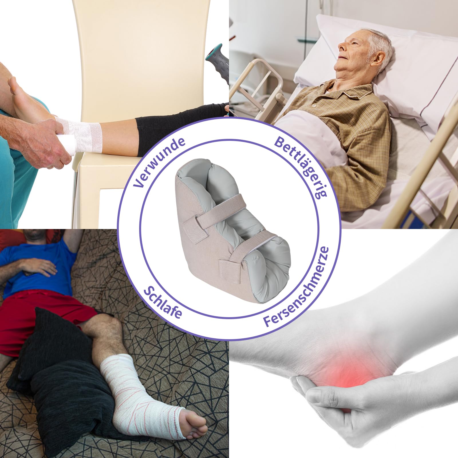 Protector de talón, cojín antipuntos de presión, almohadillas para pies para pacientes postrados en cama, cojín para tobillo, protector de talón para dolor de talón (cantidad: 1 unidad)