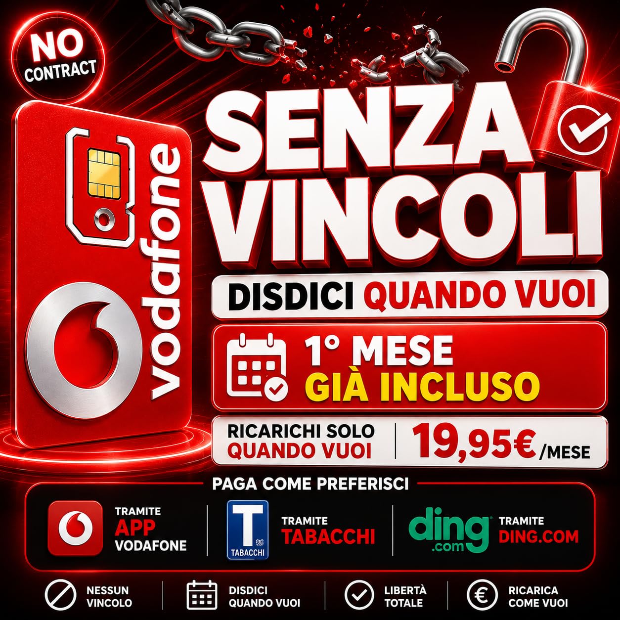 VODAFONE SIM DATI 5G con tutti i Giga che vuoi e Senza Limiti Pratici in Italia e Europa senza restrizioni