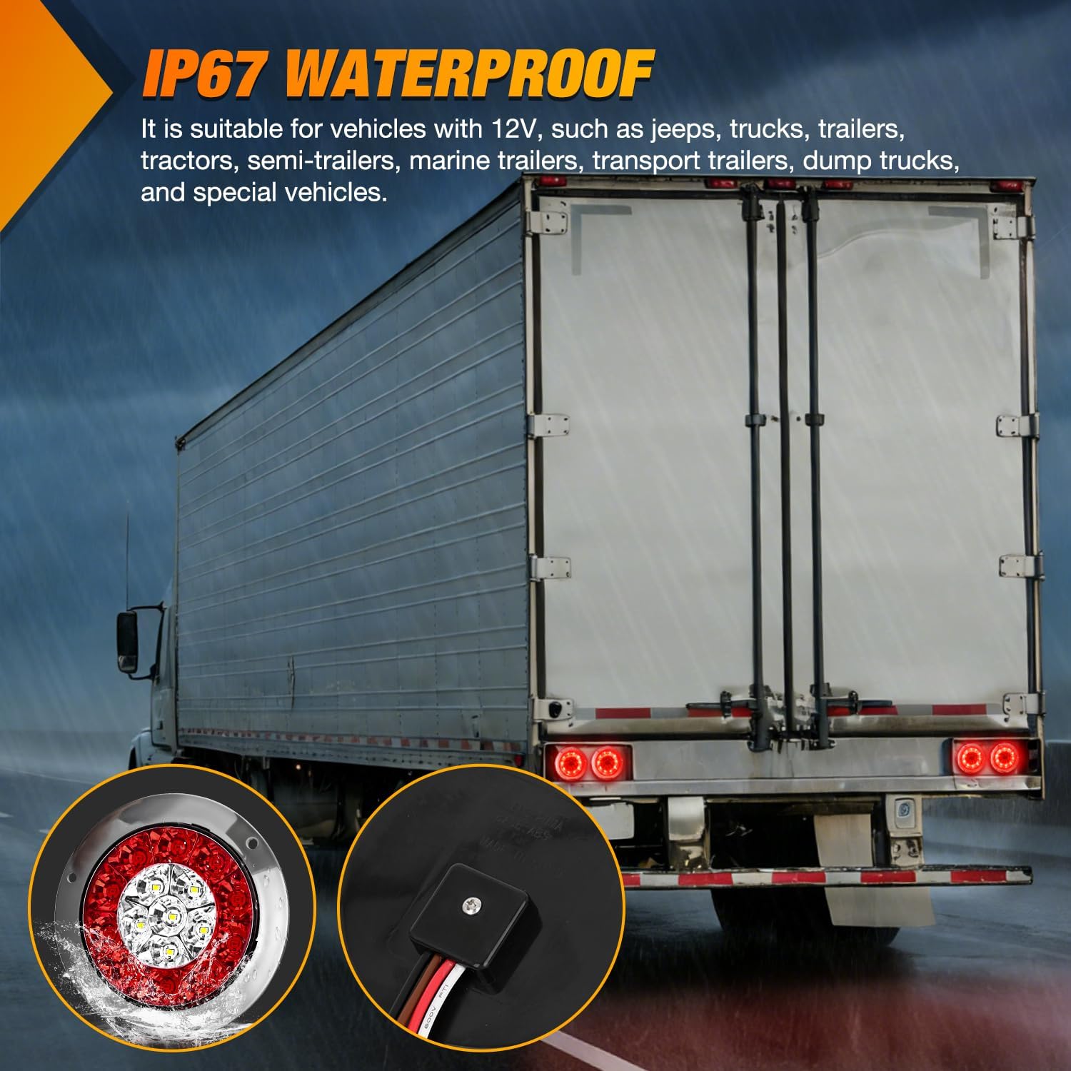 Nilight Trailer Tail Light 2PCS 4Inch Round 16 LED Red White Chrome Frame Marker Clearance Stop Brake Reverse Backup Running Taillight IP67 Waterproof for Trailer Truck Pickup Camper RV